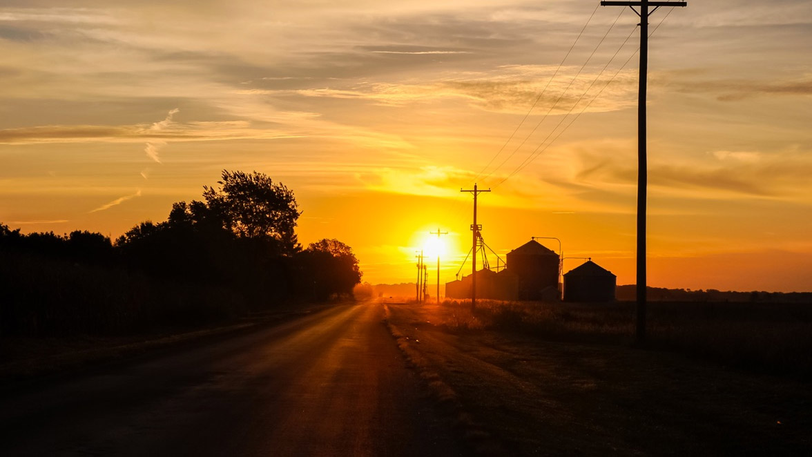 farm at sunset